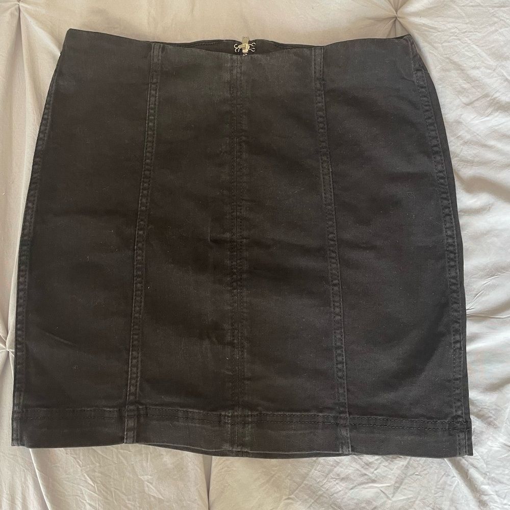 Free People Black Denim Mini Skirt